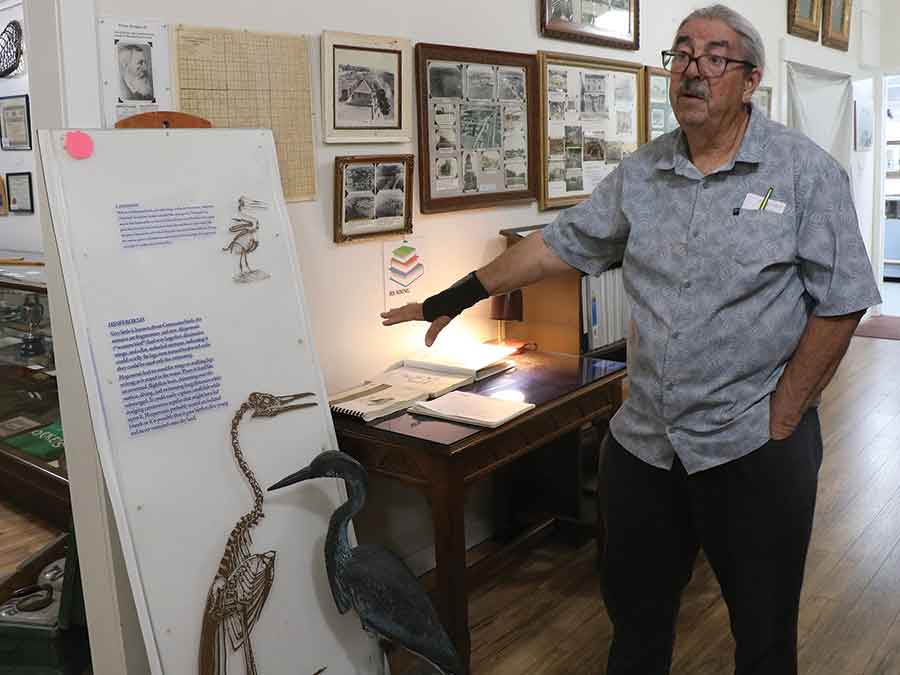 Miami Museum president Joe Brown with some of the fossil exhibits on display