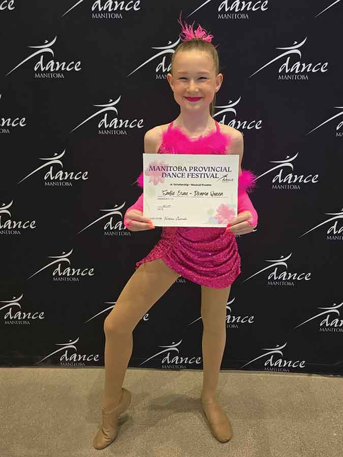 Sadie Esau, 10, won a dance scholarship for her musical theatre routine, Drama Queen, at the Manitoba Dance Festival