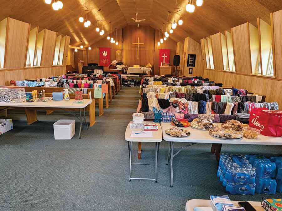 Stony Mountain United Church helped distribute donated food, household items and essential supplies to residents impacted by flooding