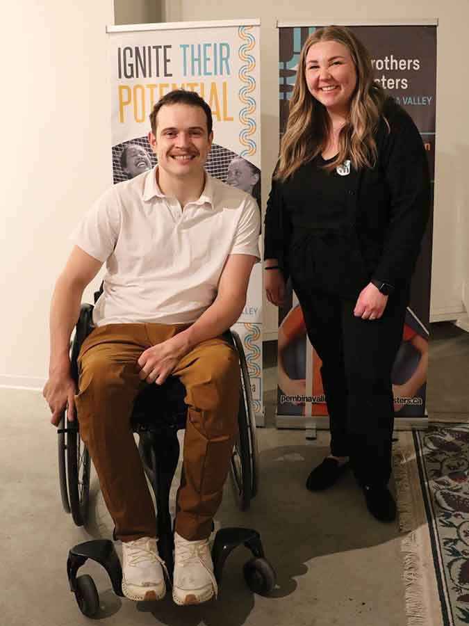 Reese Ketler and Jenelle Neufeld at Big Brothers and Big Sisters of the Pembina Valley’s Big Resilience speaker event in Winkler last week