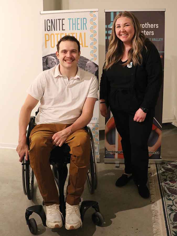 Reese Ketler and Jenelle Neufeld at Big Brothers and Big Sisters of the Pembina Valley’s Big Resilience speaker event in Winkler last week