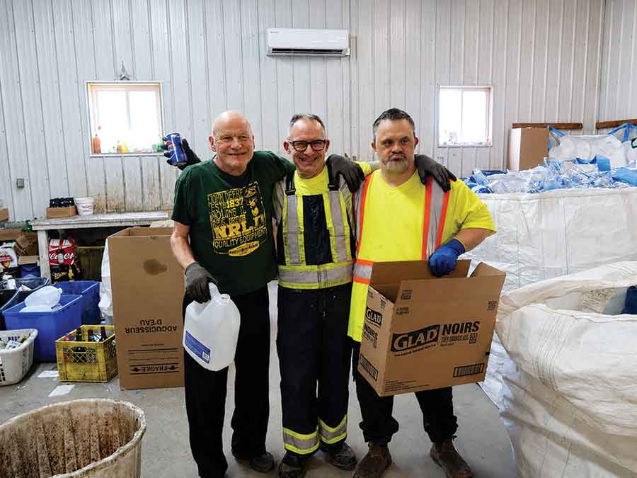 Riverdale Place Workshop participants sort and process recyclable materials at the facility’s recycling depot. The depot is one of the workshop’s key operations, providing meaningful employment opportunities while helping divert recyclable materials from local landfills