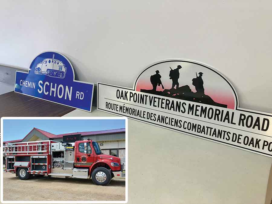 What St. Laurent’s new fire truck will look like this fall. Examples of the new road signs that will be put up around the municipality