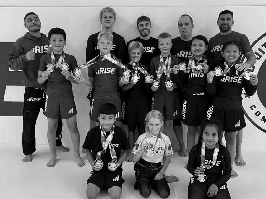 RISE Athletics youth (below) and adult (top) teams brought home 31 medals from the jiu-jitsu provincial championships