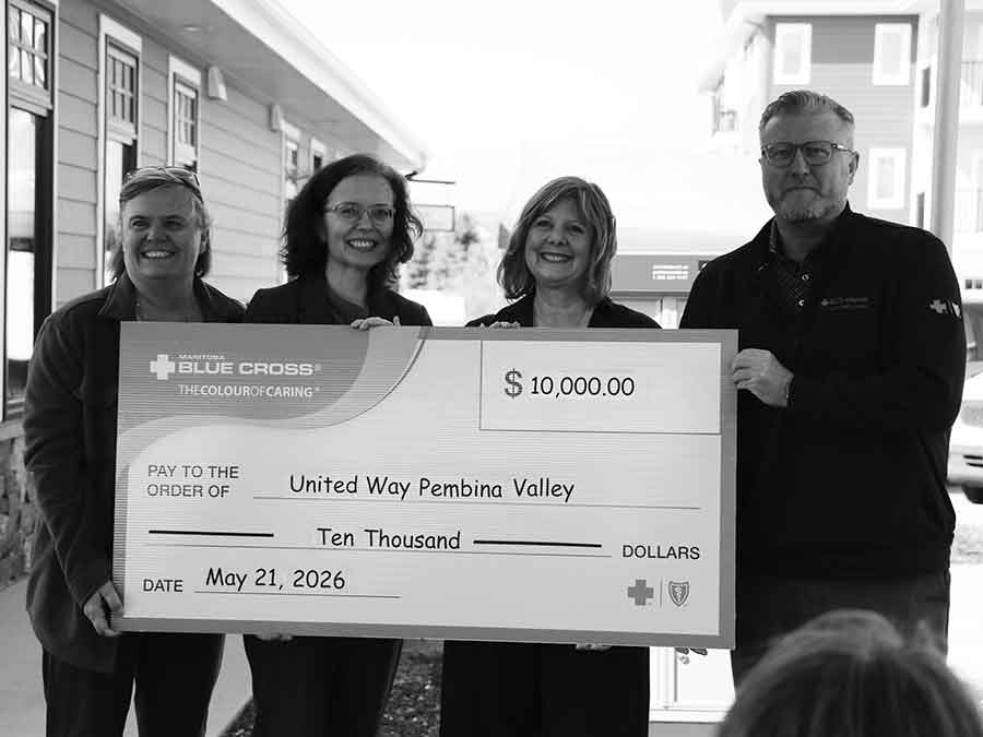 Graham presented United Way Pembina Valley reps Anna Wieler, Nichole Hiebert, and Cathy Sandercock with a $10,000 donation to mark the occasion