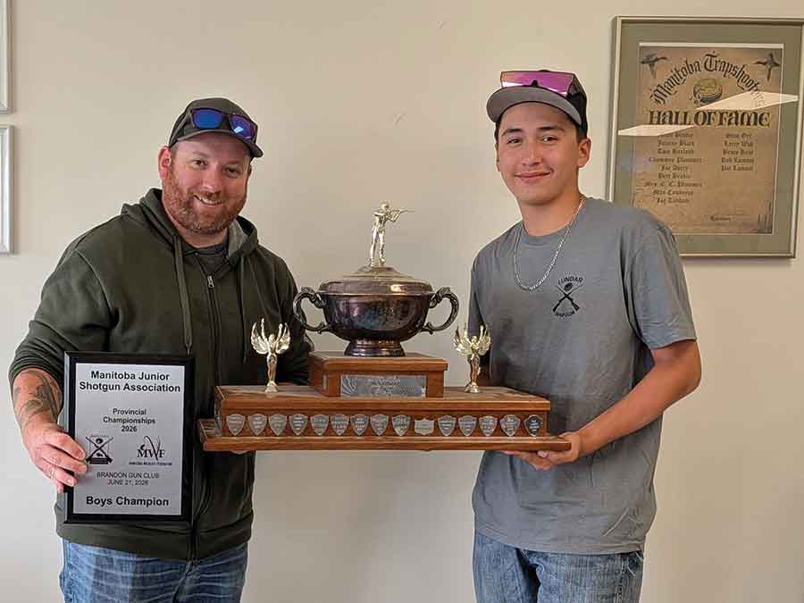 Logan Halldorson won the overall title at the Manitoba Junior Shotgun Association Provincial Championships with a score of 94 out of 100. He also earned the Most Consecutive Targets award after breaking the first 17 targets of the competition