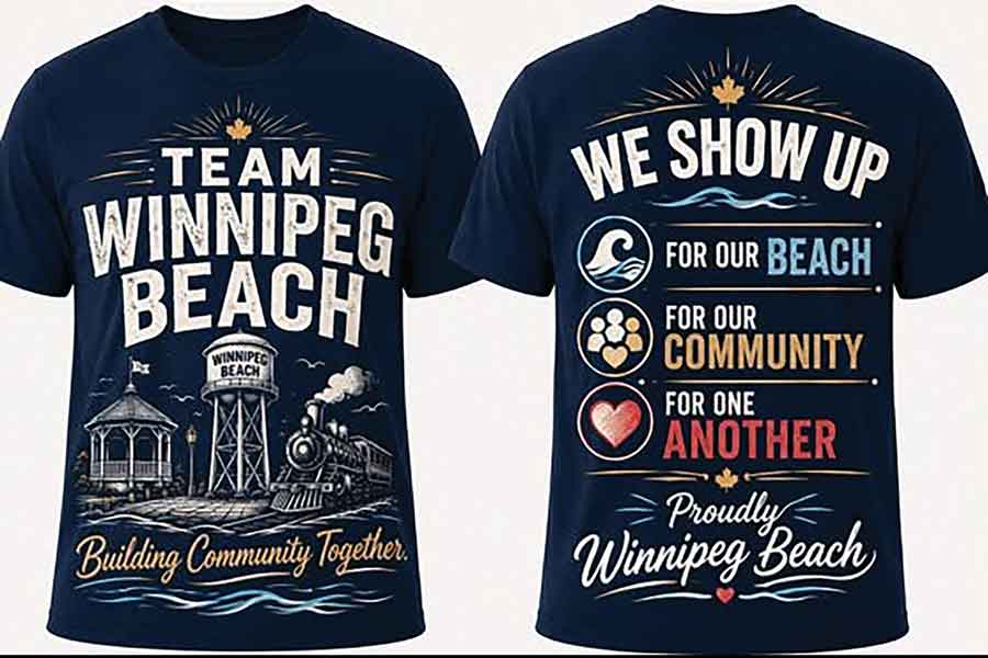 The new Team Winnipeg Beach T-shirts celebrate community pride and are now available for purchase, giving residents and supporters a way to show their love for Winnipeg Beach